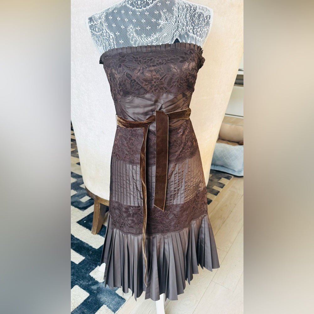 Chocolate lace cocktail dress
